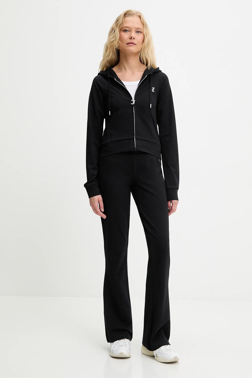 Кофта Juicy Couture SINGLE JERSEY OLA HOODIE цвет чёрный с капюшоном с аппликацией JCWAS125310 Кофта Juicy Couture SINGLE JERSEY OLA HOODIE цвет чёрный с капюшоном с аппликацией JCWAS125310