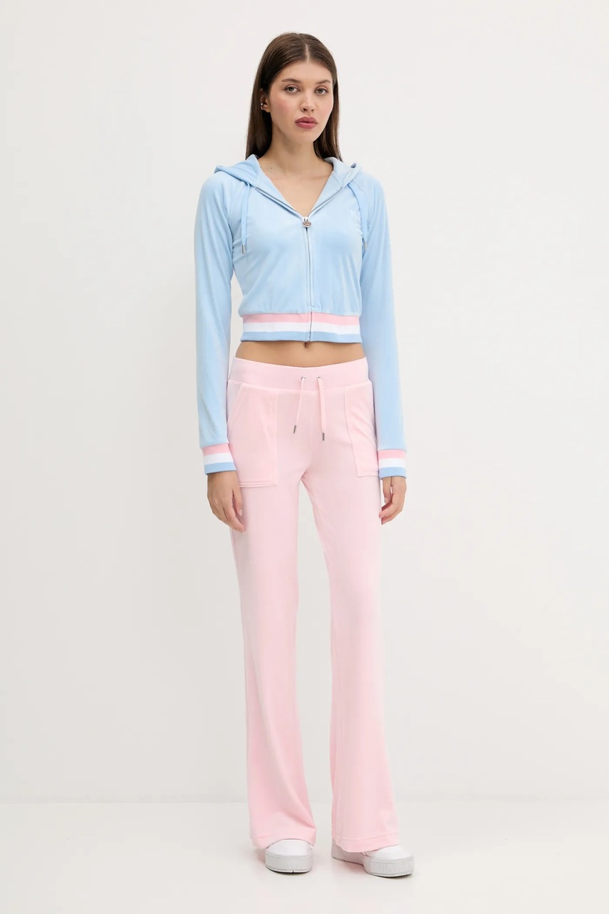 Кофта Juicy Couture VELOUR CROPPED STRIPE HOODIE с капюшоном с аппликацией JCWAS225351
