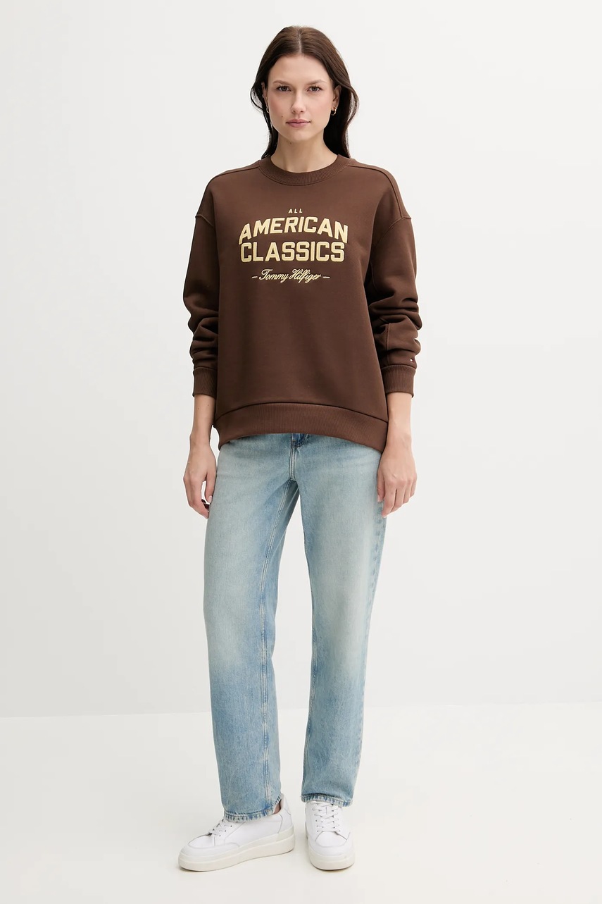 Кофта Tommy Hilfiger цвет коричневый с аппликацией WW0WW45752