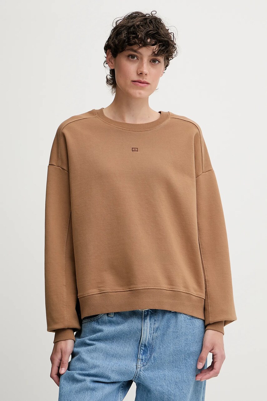 Levně Bavlněná mikina Tommy Hilfiger dámská, hnědá barva, hladká, WW0WW45754