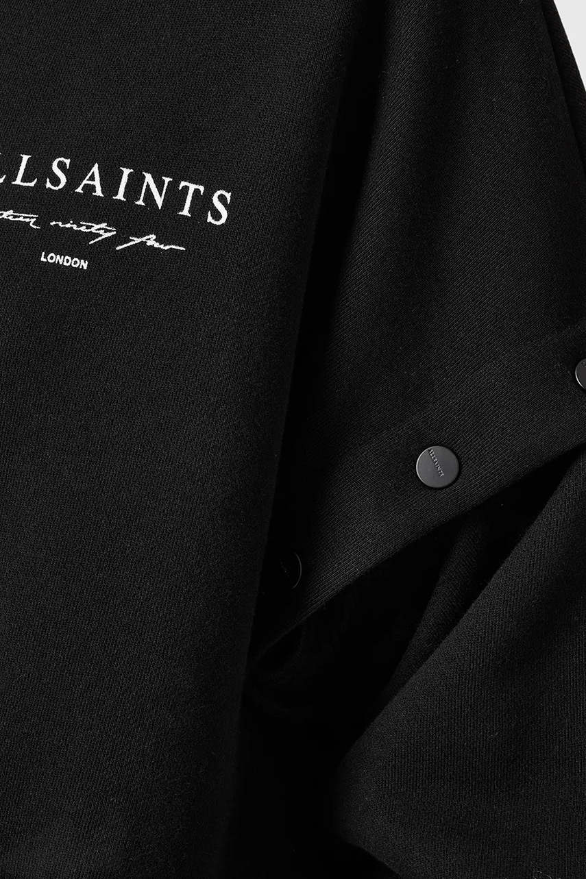 Хлопковая кофта AllSaints AROMA цвет чёрный с капюшоном с принтом W134JC
