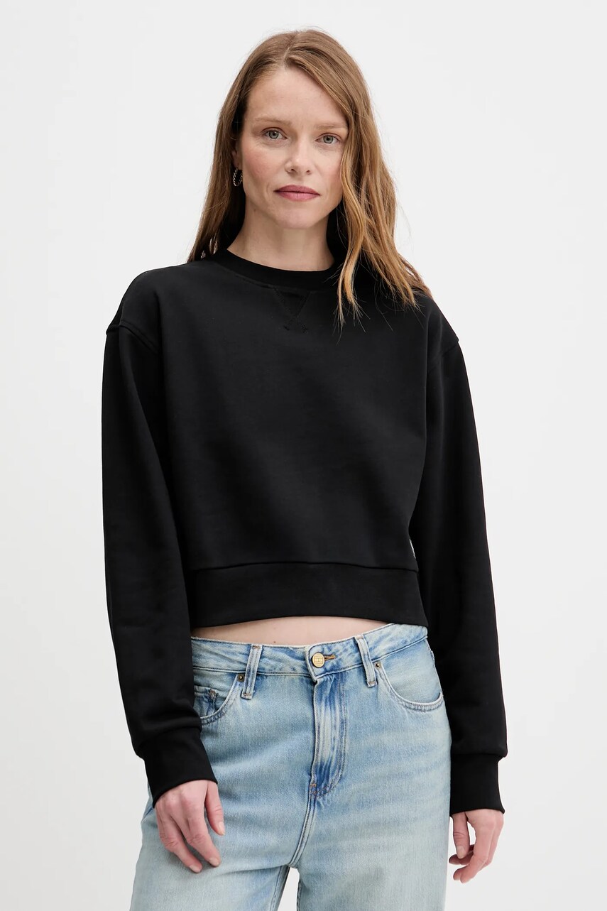 Levně Bavlněná mikina Calvin Klein Jeans dámská, černá barva, hladká, LV047C911G