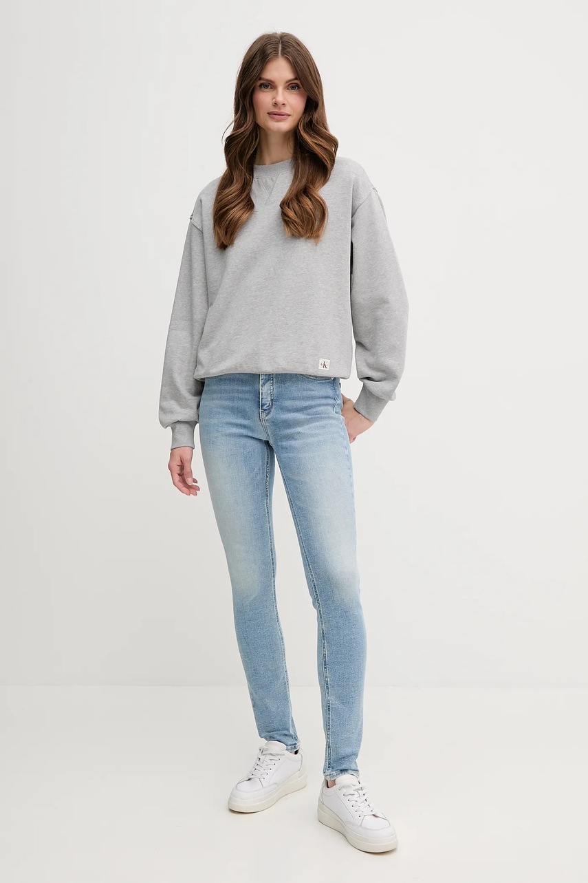 Хлопковая кофта Calvin Klein Jeans цвет серый однотонная LV047B238G