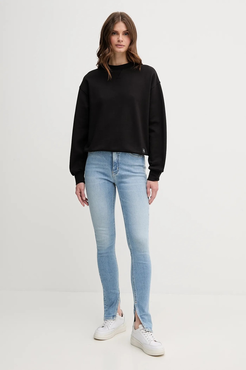 Хлопковая кофта Calvin Klein Jeans цвет чёрный однотонная LV047B238G