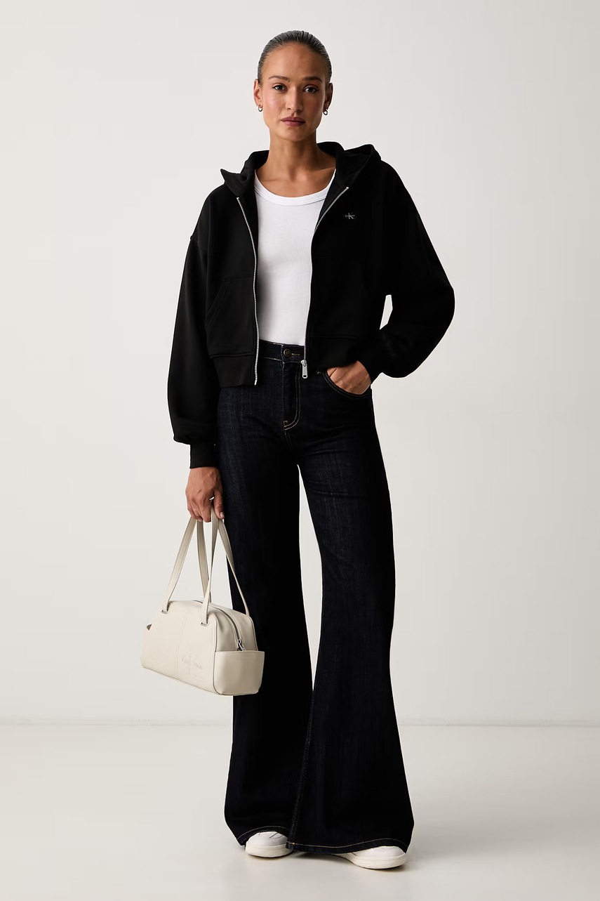 Calvin Klein Jeans μπλούζα με κουκούλα και κουμπιά γυναικεία βαμβακερή
