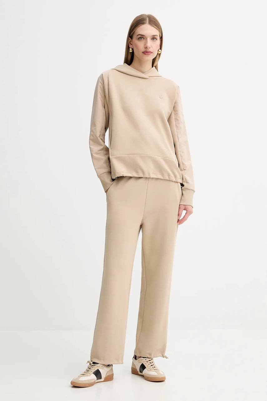 Кофта BOSS цвет бежевый с капюшоном однотонная 50553638