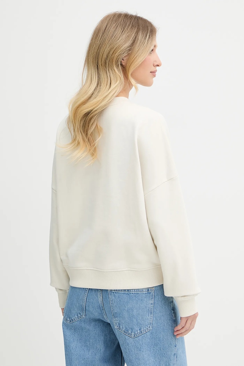 Хлопковая кофта BOSS Orange цвет бежевый с аппликацией 50547974