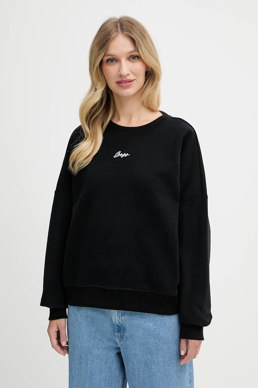 BOSS Orange hanorac de bumbac culoarea negru, cu imprimeu, 50547974