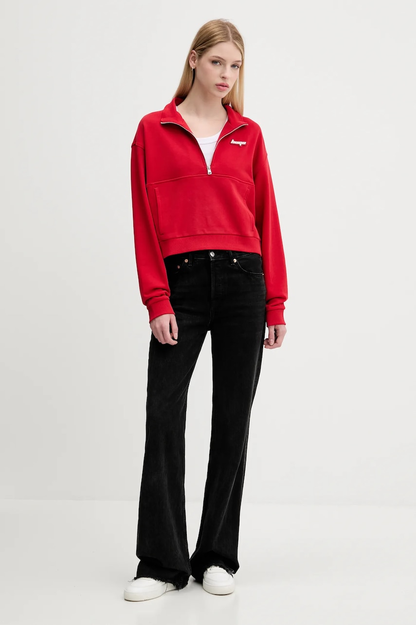 Хлопковая кофта Hugo Blue цвет красный однотонная 50542972