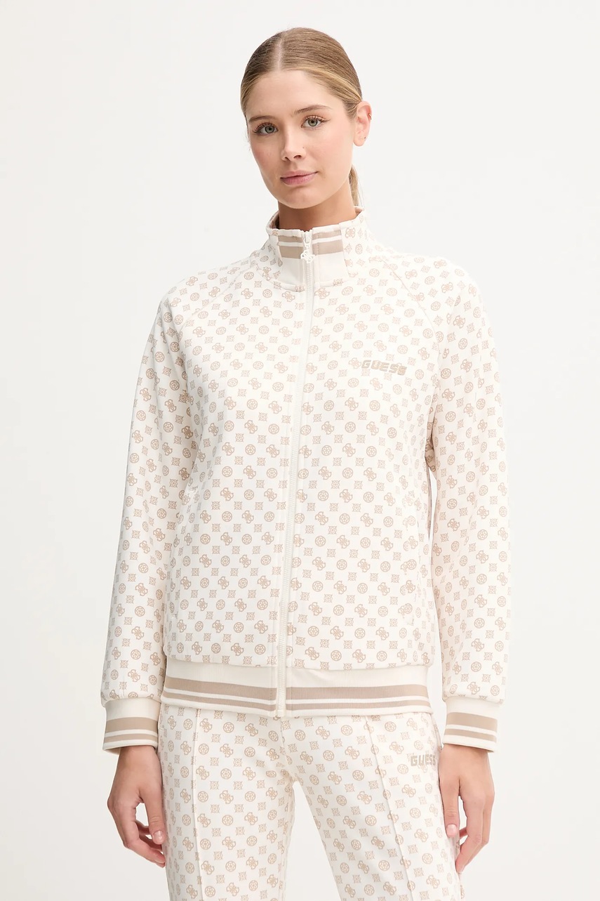 

Суичър Guess AGGIE в бежово с десен V5YQ03 KB212, Бежов