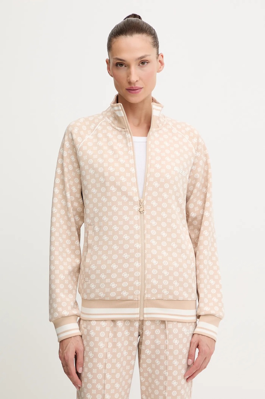 

Суичър Guess AGGIE в бежово с десен V5YQ03 KB212, Бежов