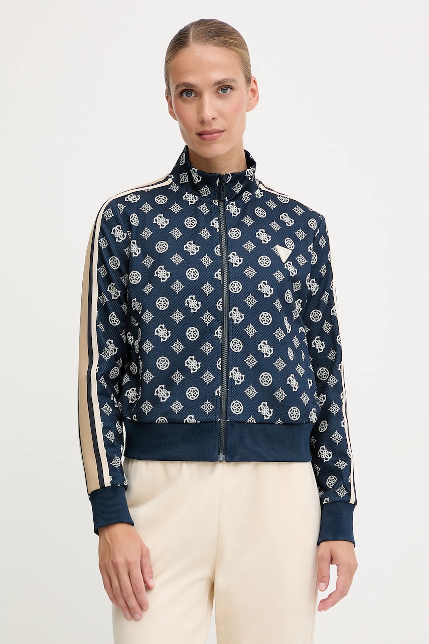 Levně Mikina Guess PEONY dámská, tmavomodrá barva, vzorovaná, V5YQ07 K0282