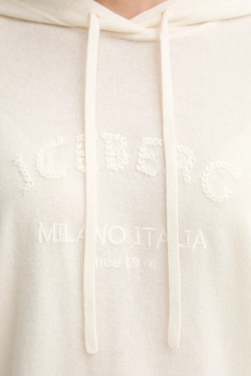 Μάλλινη μπλούζα Iceberg γυναικεία, χρώμα: μπεζ, με κουκούλα, A020 9003 φωτογραφία