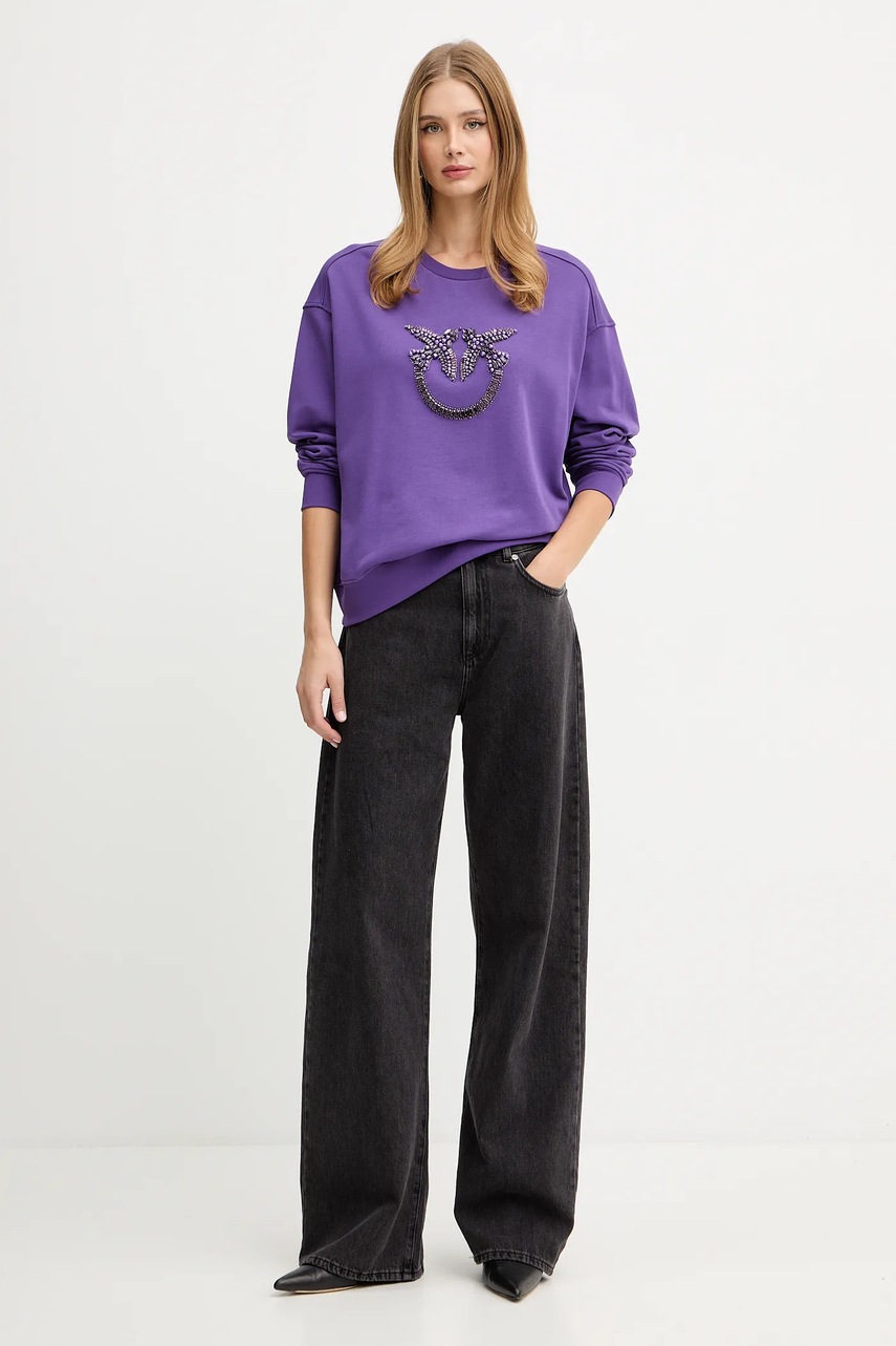 Хлопковая кофта Pinko цвет фиолетовый с аппликацией 100534 A2RO