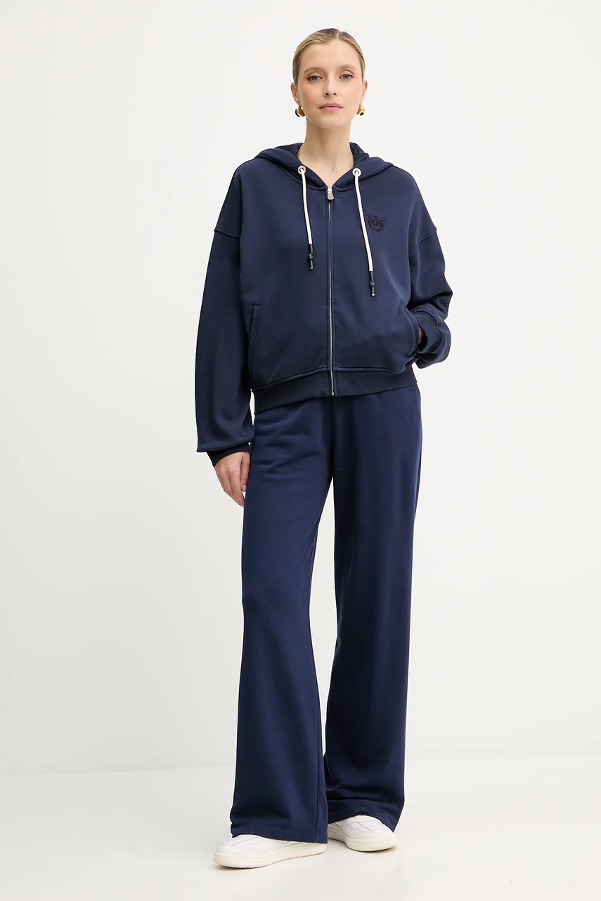 Хлопковая кофта Pinko цвет синий с капюшоном однотонная 105509 A2RB Хлопковая кофта Pinko цвет синий с капюшоном однотонная 105509 A2RB