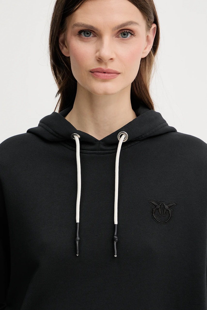 Βαμβακερή μπλούζα Pinko γυναικεία, χρώμα: μαύρο, με κουκούλα, 105507 A2RB φωτογραφία