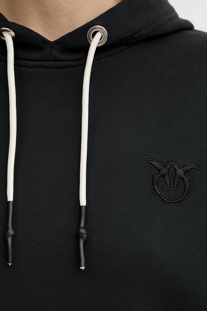 Βαμβακερή μπλούζα Pinko γυναικεία, χρώμα: μαύρο, με κουκούλα, 105507 A2RB φωτογραφία