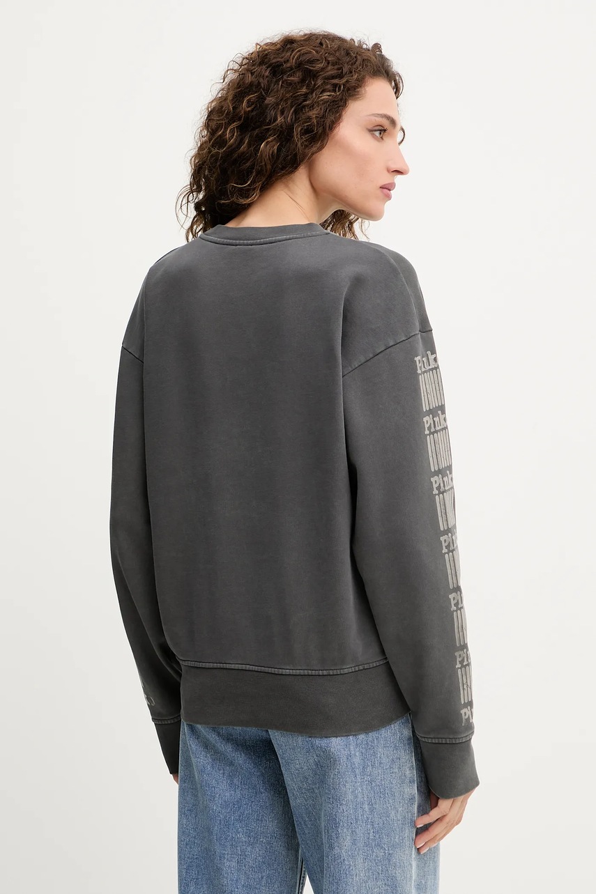 Βαμβακερή μπλούζα Pinko γυναικεία, χρώμα: γκρι, 104618 A2V7 φωτογραφία
