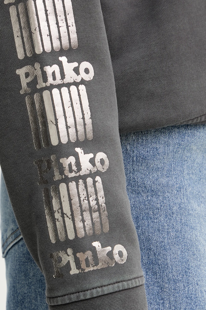 Βαμβακερή μπλούζα Pinko γυναικεία, χρώμα: γκρι, 104618 A2V7 φωτογραφία