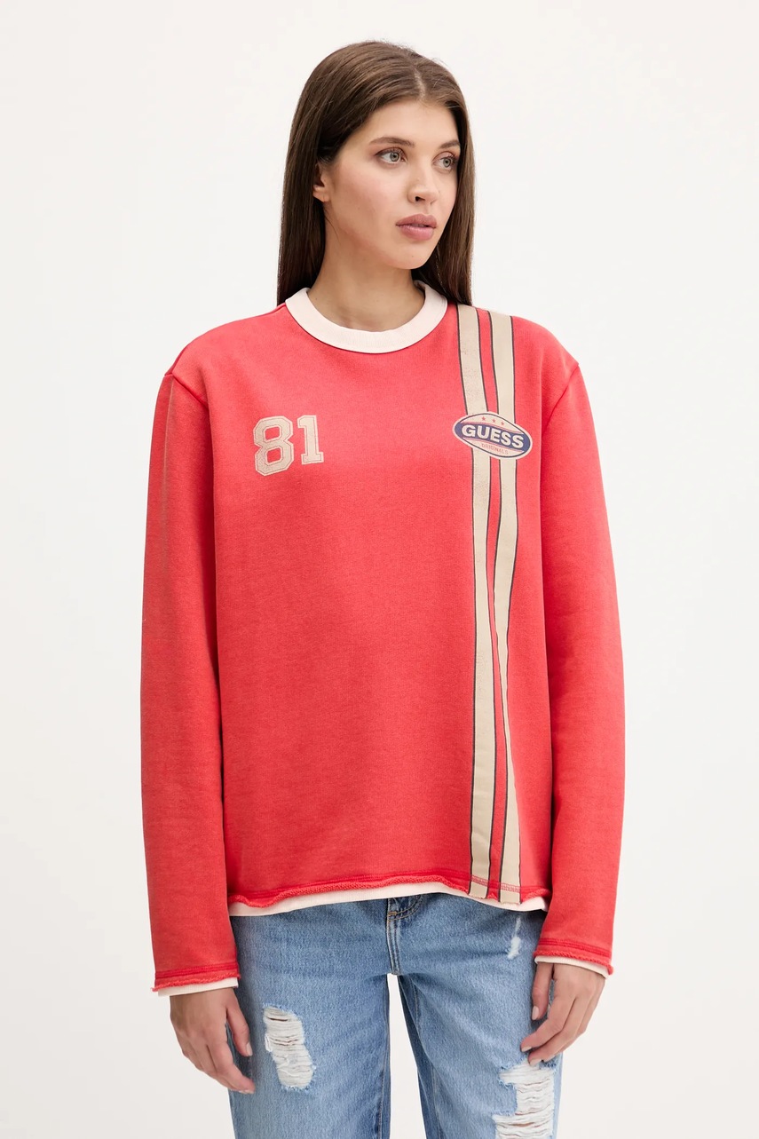 Levně Bavlněná mikina Guess Originals dámská, červená barva, s potiskem, M5YQ25 KCPR1