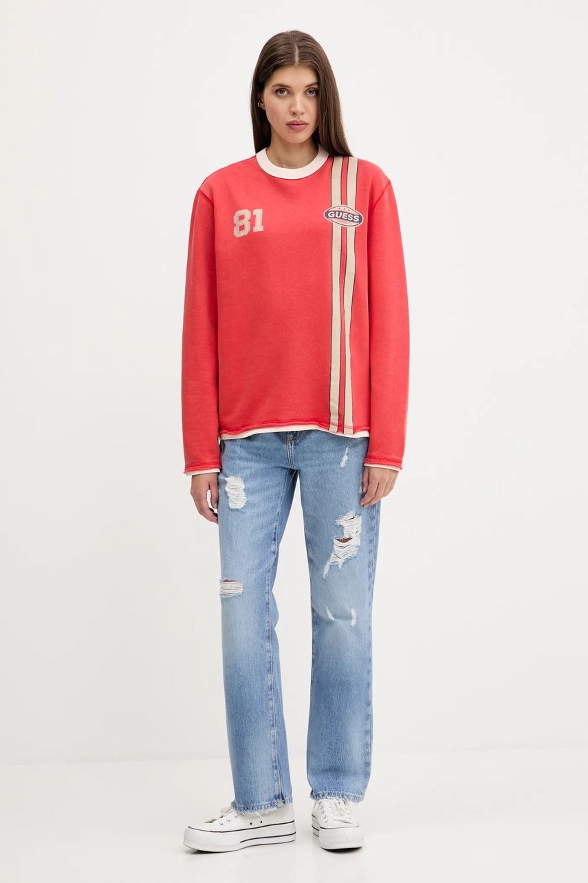 Βαμβακερή μπλούζα Guess Originals γυναικεία, χρώμα: κόκκινο, M5YQ25 KCPR1 φωτογραφία