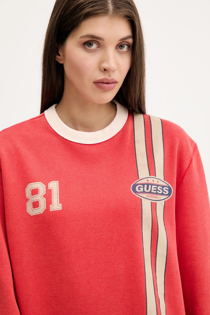 Βαμβακερή μπλούζα Guess Originals γυναικεία, χρώμα: κόκκινο, M5YQ25 KCPR1 φωτογραφία