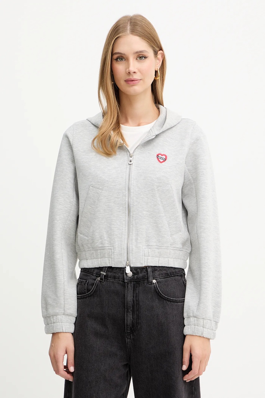 Levně Mikina Pinko dámská, šedá barva, s kapucí, melanžová, 104227 A2TL
