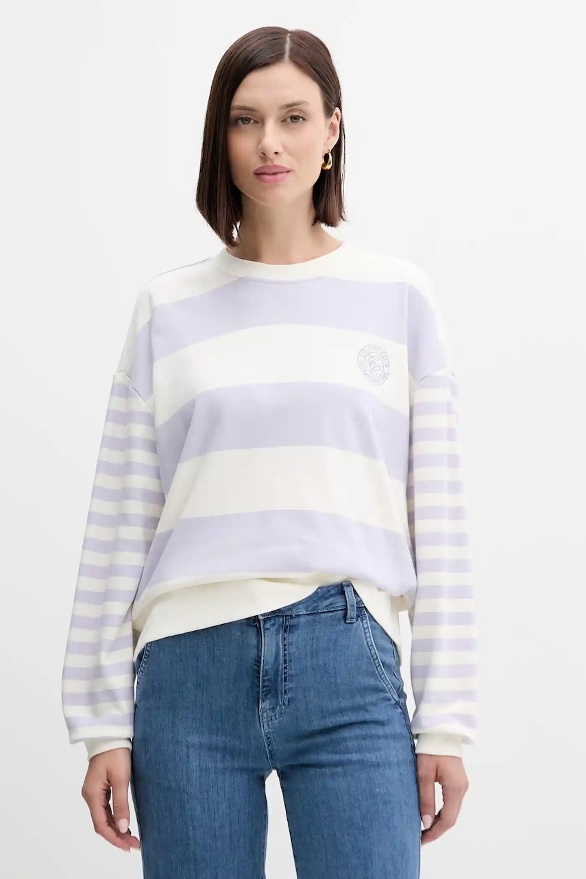 United Colors of Benetton bluză culoarea violet, cu model, 3Y04D10AM
