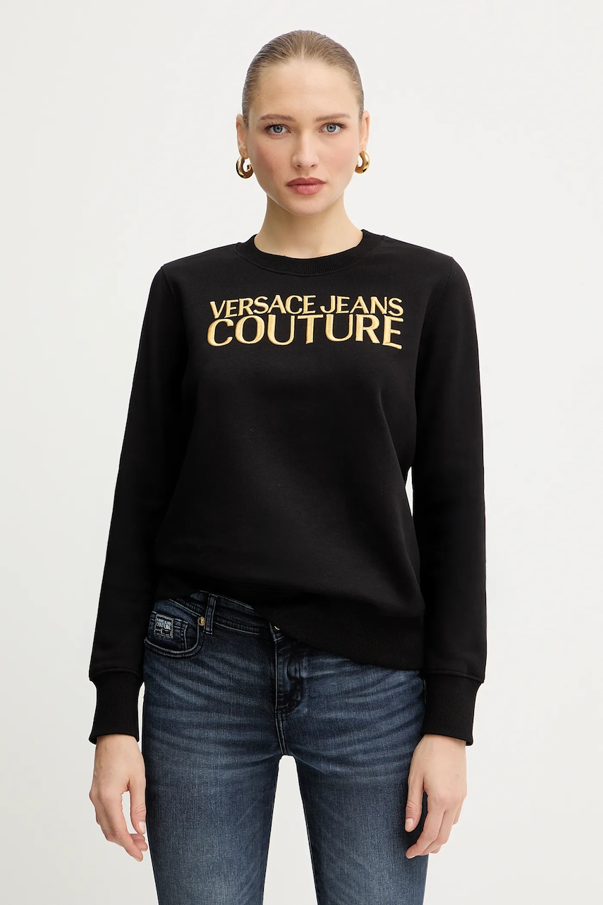 Versace Jeans Couture hanorac de bumbac culoarea negru, cu imprimeu, 79HAIT06 CF01T