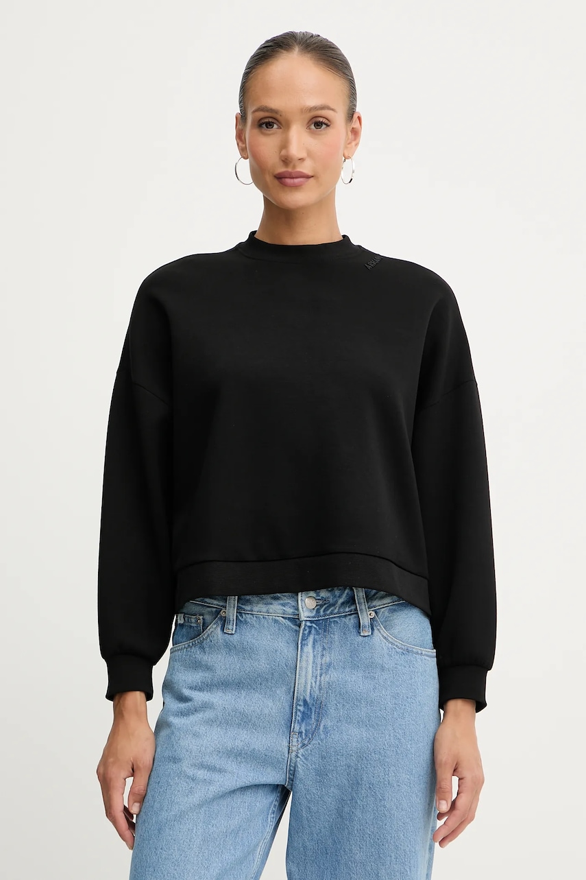Levně Mikina Armani Exchange dámská, černá barva, hladká, XW000740 AF16111