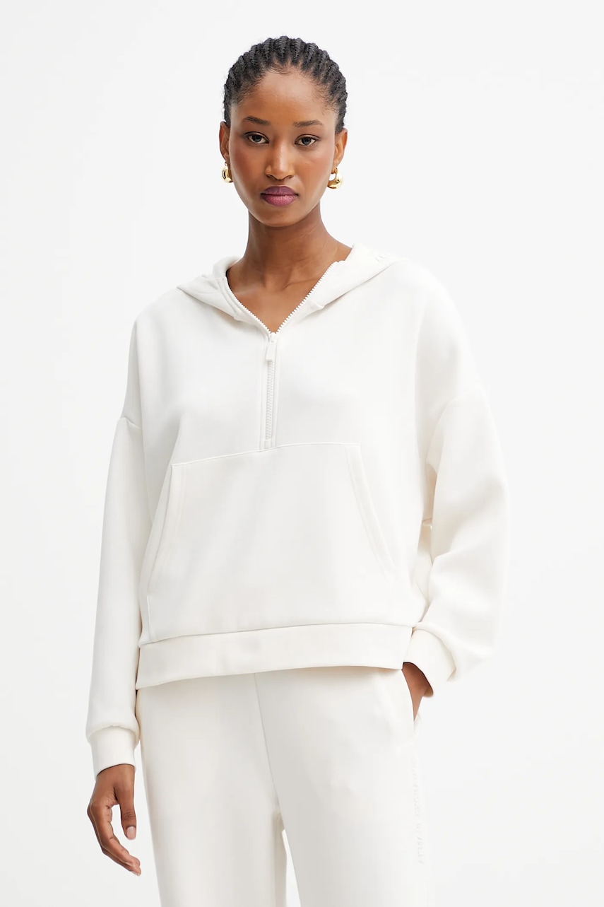Levně Mikina Armani Exchange dámská, béžová barva, s kapucí, hladká, XW000980 AF16111