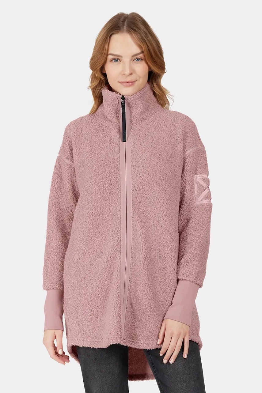 Didriksons hanorac fleece SALLY culoarea roz, uni, 505165