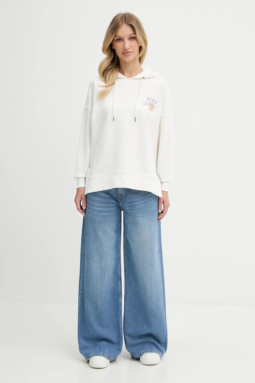 Кофта Pepe Jeans цвет белый с капюшоном с принтом PL581526 Кофта Pepe Jeans цвет белый с капюшоном с принтом PL581526
