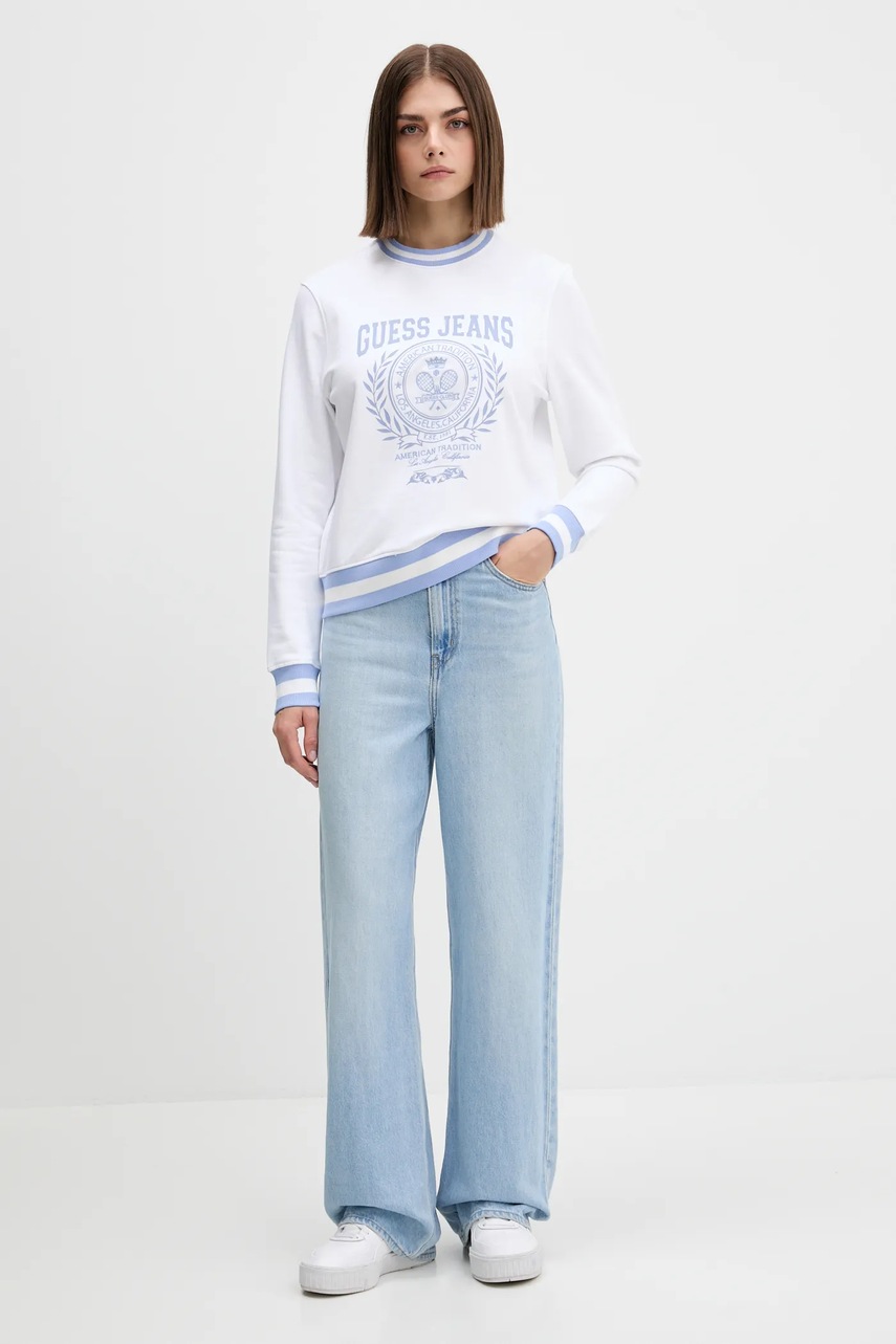 Хлопковая кофта Guess Jeans цвет белый узор W5YQ19 K68I4