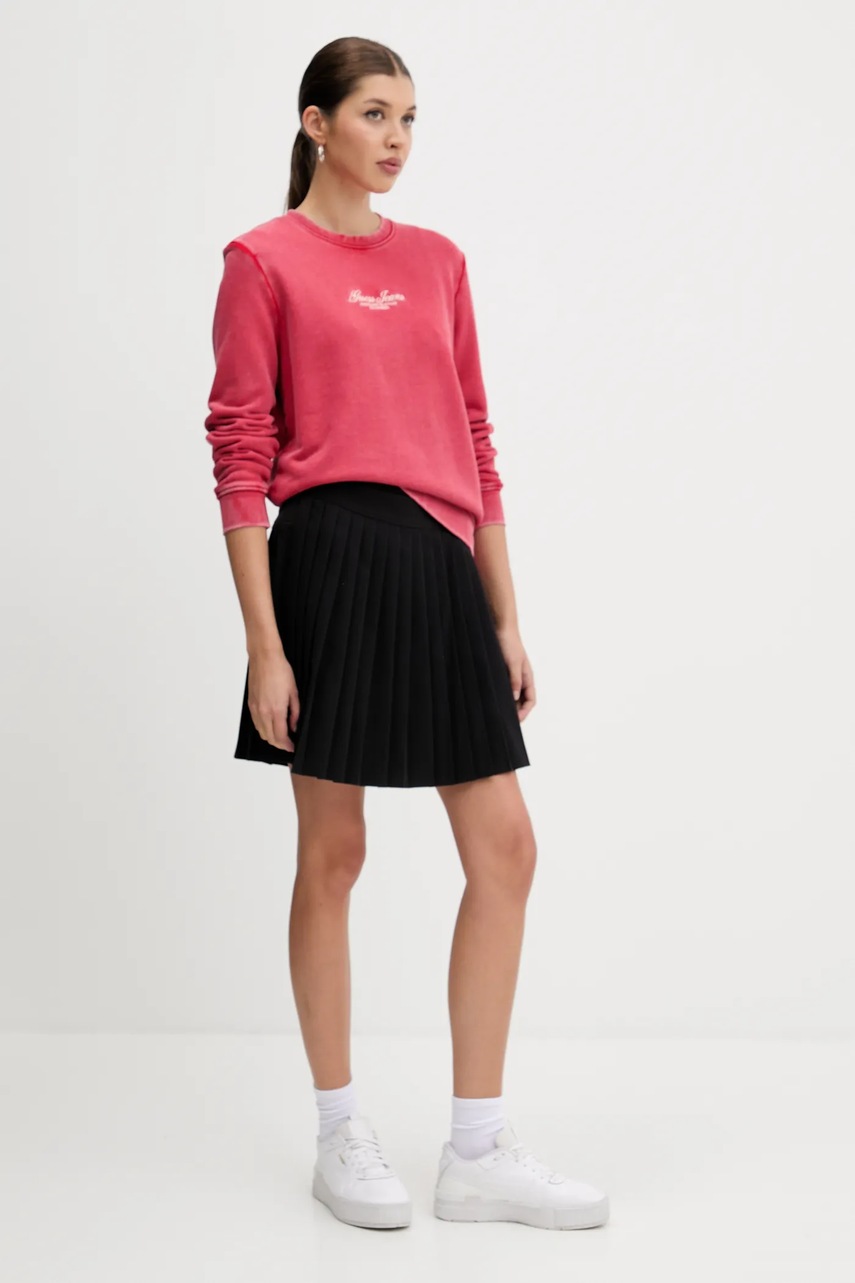 Хлопковая кофта Guess Jeans цвет красный с аппликацией W5YQ28 KCPR1