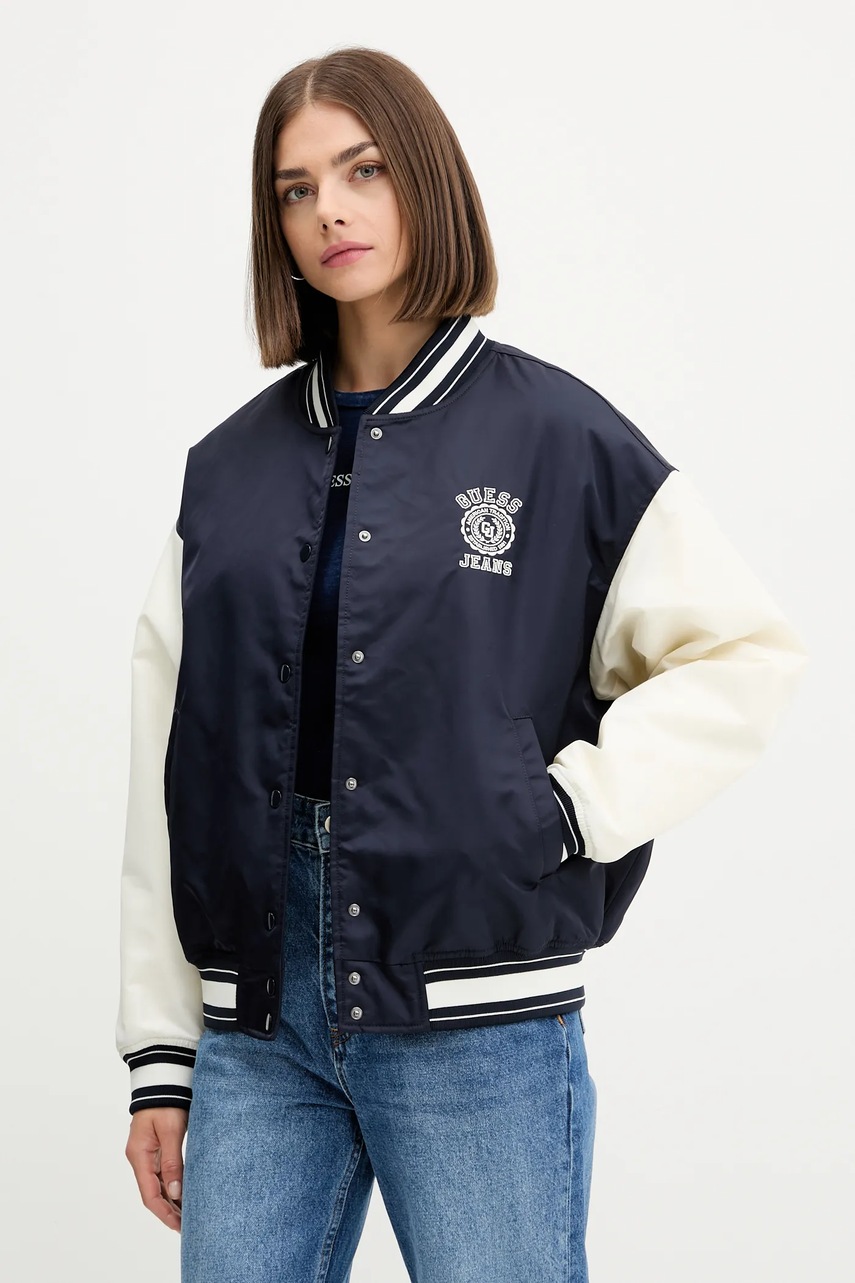 Levně Bomber bunda Guess Jeans tmavomodrá barva, přechodná, W5YL15 WHAA2