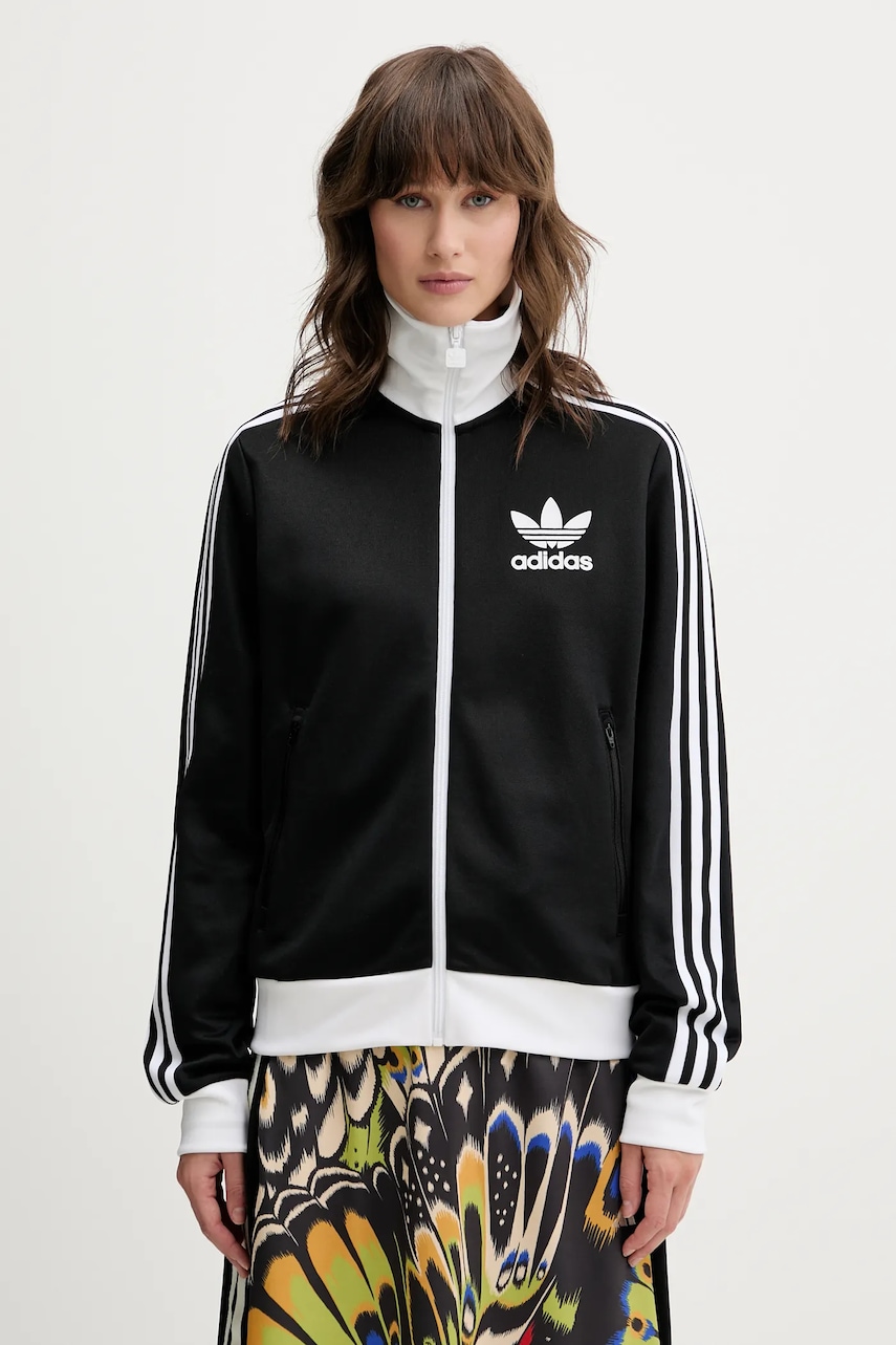 adidas Originals bluză Classic TT culoarea negru, cu imprimeu, HZ3743