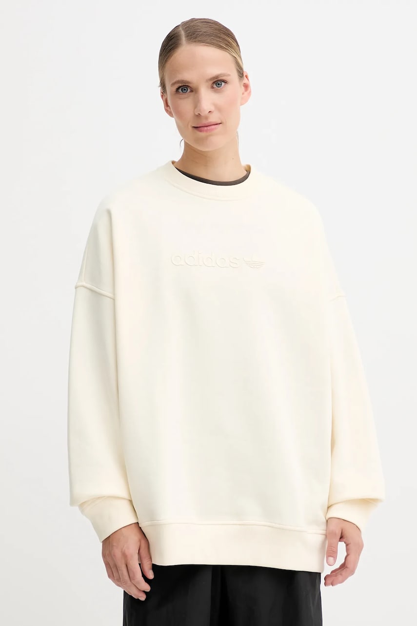 adidas Originals bluză Essentials culoarea bej, uni, JW1016