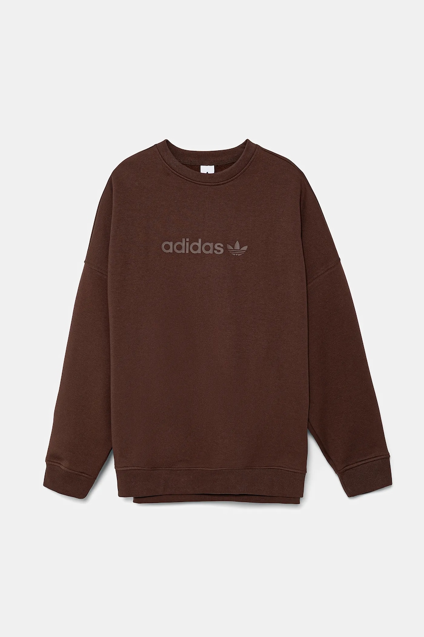 adidas Originals bluză Essentials culoarea maro, cu imprimeu, JW1018