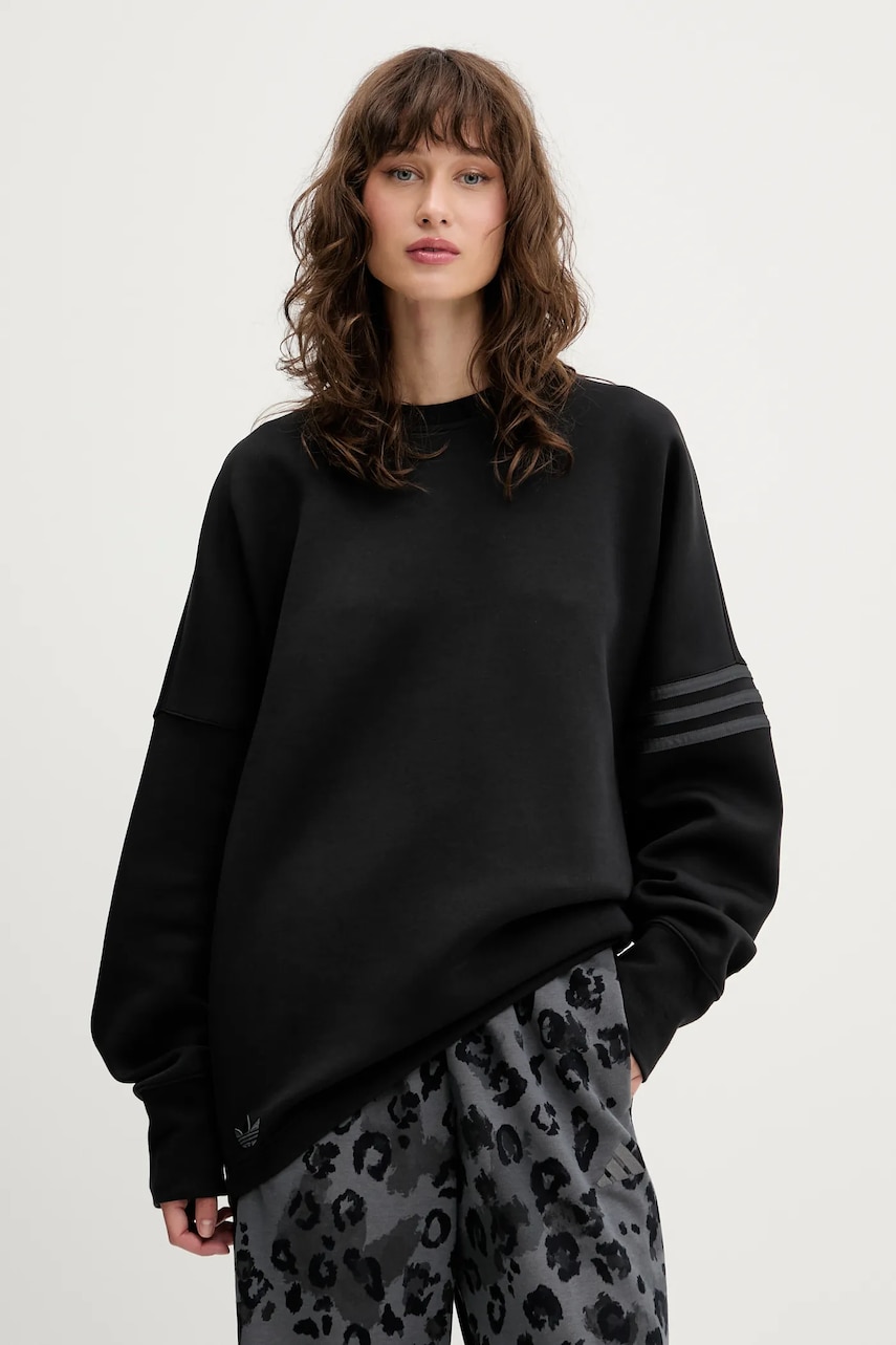 adidas Originals bluză Neuclassics culoarea negru, cu imprimeu, JW7918