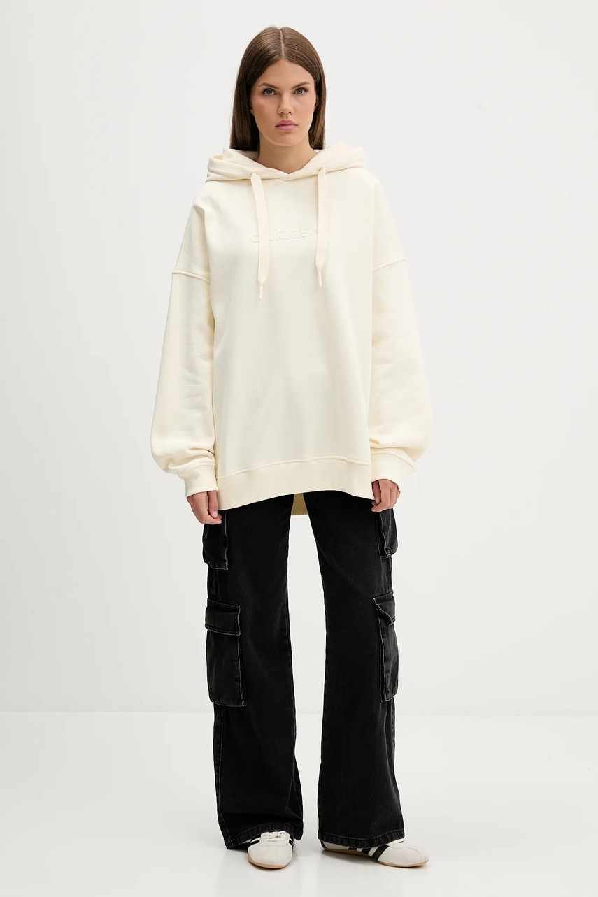 Кофта adidas Originals Essentials цвет бежевый с капюшоном с принтом JX5495