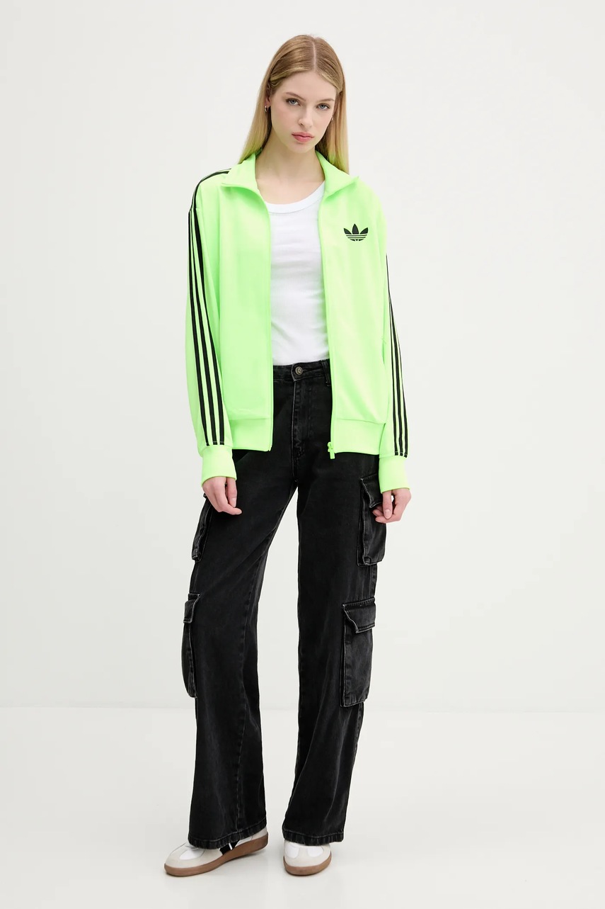 Кофта adidas Originals Firebird цвет зелёный с аппликацией JX7859