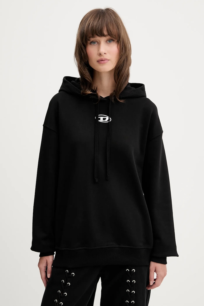 Diesel hanorac de bumbac F-BUXT-HOOD-OD culoarea negru, cu glugă, uni, A19448.0BMBJ