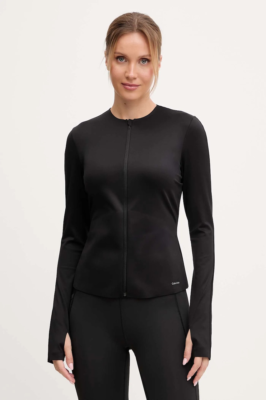 Levně Tréninková mikina Calvin Klein Performance dámská, černá barva, hladká, LVGWF5J404
