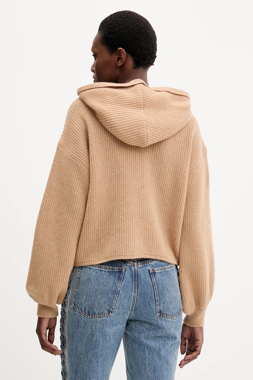 MSGM gyapjú pulóver meleg, bézs, 3941MDM219.257785 termék 2. képe