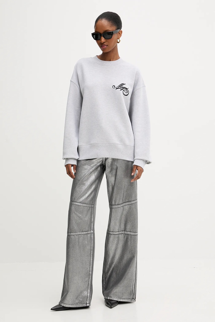 Хлопковая кофта MSGM цвет серый с аппликацией 3941MDM80.257793