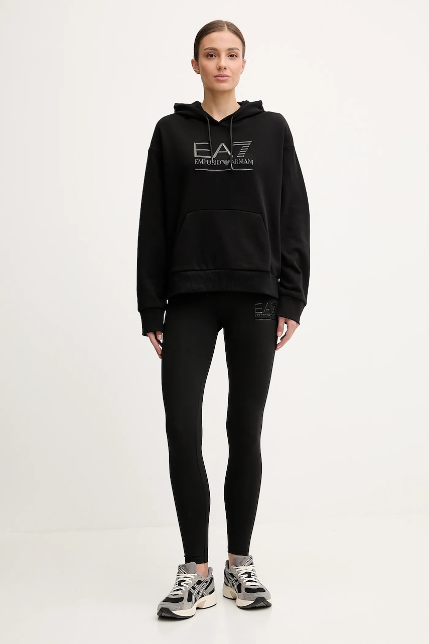 Кофта EA7 Emporio Armani цвет чёрный с капюшоном с аппликацией AF10377-7W000422 Кофта EA7 Emporio Armani цвет чёрный с капюшоном с аппликацией AF10377-7W000422