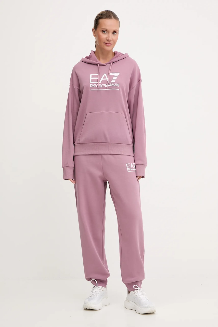 Кофта EA7 Emporio Armani цвет розовый с капюшоном с аппликацией AF12473.7W000417 Кофта EA7 Emporio Armani цвет розовый с капюшоном с аппликацией AF12473.7W000417