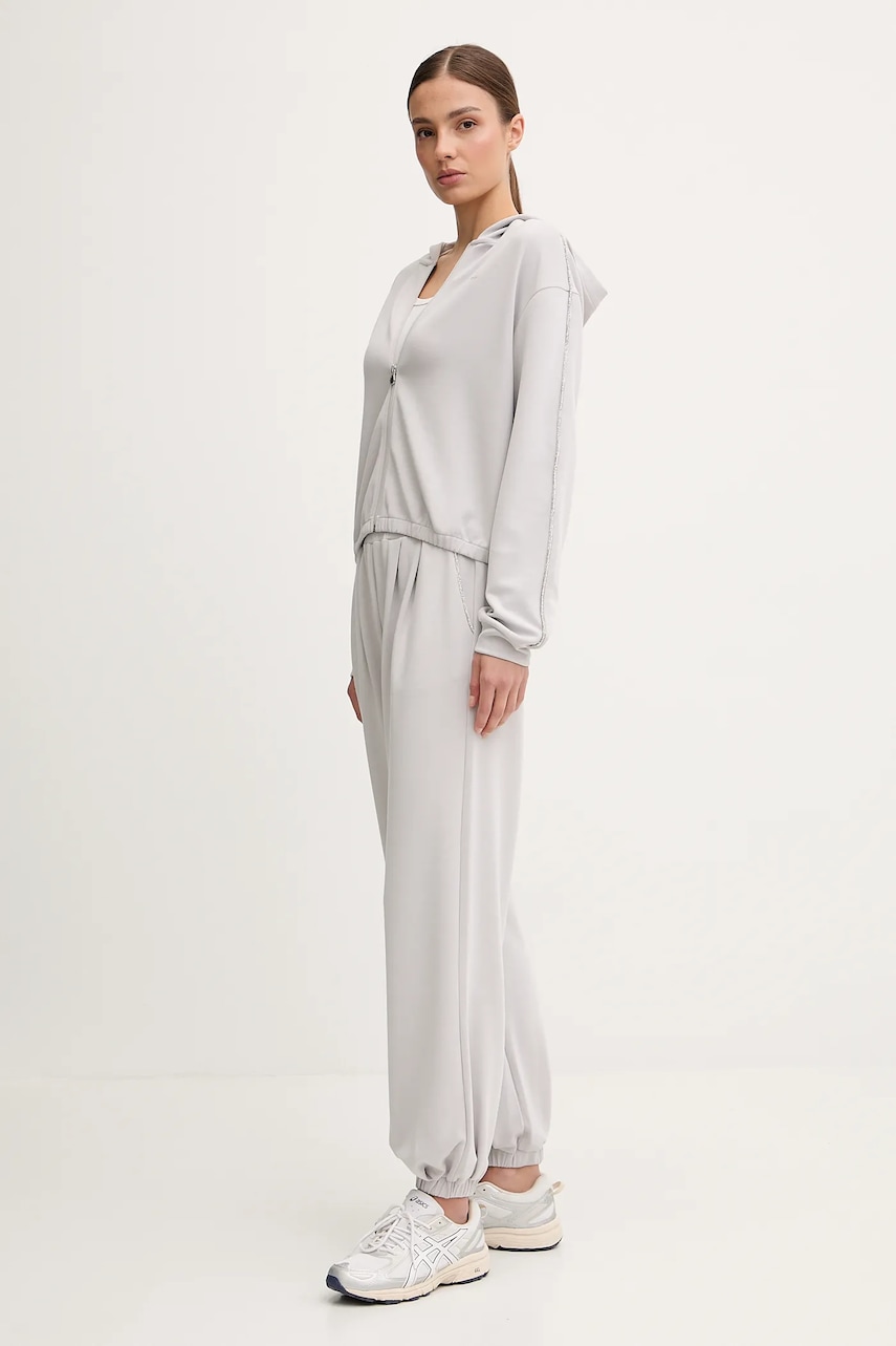 Кофта EA7 Emporio Armani цвет серый с капюшоном однотонная AF12643.7W000443 Кофта EA7 Emporio Armani цвет серый с капюшоном однотонная AF12643.7W000443