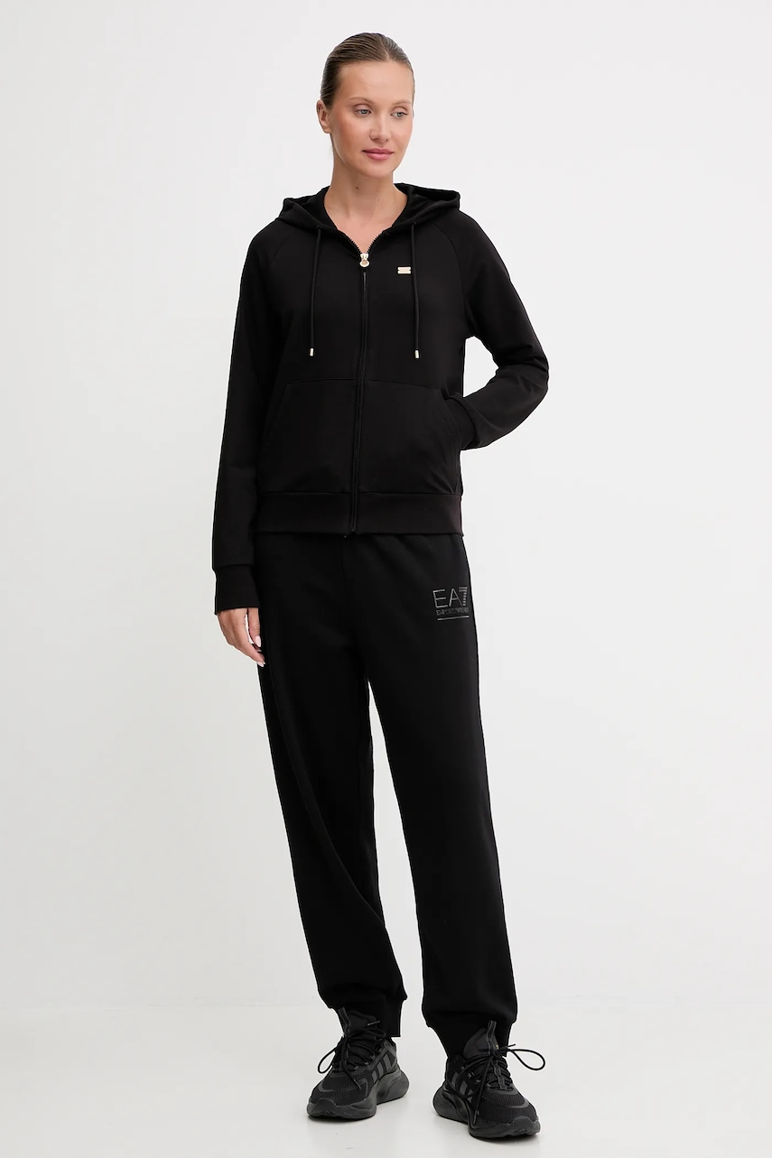 Кофта EA7 Emporio Armani цвет чёрный с капюшоном однотонная AF13135.7W000458 Кофта EA7 Emporio Armani цвет чёрный с капюшоном однотонная AF13135.7W000458
